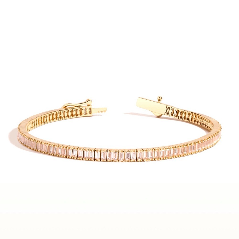 AURATE Morganite Baguette Tennis Bracelet